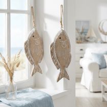 gjenstander Dekorativ fiskeoppheng i tre, 21 cm, 2 stk.
