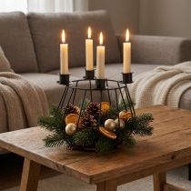 gjenstander Lysholder metallgrå nettingkurv Adventskrans Ø14cm
