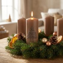 gjenstander Julelys, brunt, juletre, 150x70mm, advent