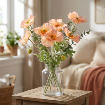 gjenstander Kunstige blomster kunstig valmue blomsterdekor 35cm bunt 3 stk