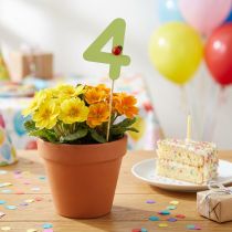 gjenstander Nummerplugger bursdag 4 blomsterplugger tre 27,5cm 16 stk