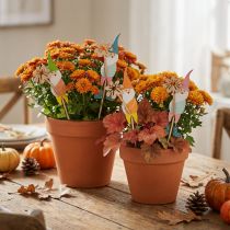 gjenstander Dvergdekor med blomsterblomstplugg tre 4×10,5cm 12stk