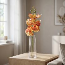 gjenstander Kunstig orkide Phalaenopsis flammet rød gul 78cm