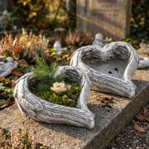 gjenstander Plante hjertefjær støpestein hjerte grå hvit 13×12×6cm 2stk