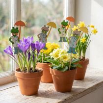 gjenstander Frosk med paraply blomsterplugg tre 8,5cm 12stk