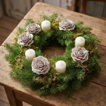 gjenstander Cedar kjegler kuttet som rose Cedar rose 4-6cm hvit/naturlig 50 stk