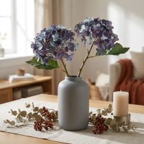 gjenstander Kunstig hortensia dekorasjon kunstig blomst blå lilla 34cm 2 stk