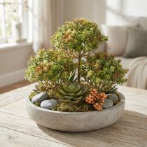 gjenstander Mini sukkulent kunstig grønn kunstplante med stilk H23cm