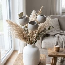 gjenstander Tørkede blomster dekorative klokkekopper på stilk grå 37cm 3 stk