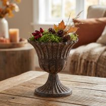gjenstander Kopp vase dekorativ kopp metall brun antikk Ø14cm H12cm