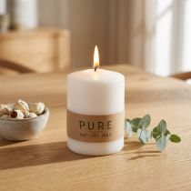 gjenstander PURE Nature søylelys, bærekraftig naturlys laget av stearin og rapsvoks 90/70 mm