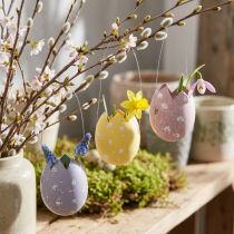 gjenstander Påskeegg til å henge lilla, rosa, gul eggeplast H6,5cm 6stk