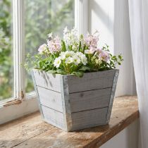 gjenstander Blomsterkasse plantekasse i tre shabby chic grå 19x19x15,5cm