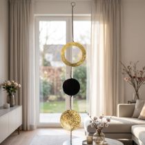 gjenstander Hengende vindusdekorasjon sirkler og skiver, moderne for ethvert romdesign, 80 cm