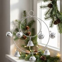 gjenstander Ring med bjeller, adventsdekorasjon, ringkrans, metallpynt for oppheng Hvit H22,5cm B21,5cm