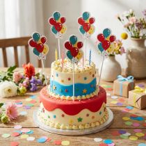 gjenstander Blomsterplugg bukett dekorative kake topper ballonger fargerike 26cm 15 stk