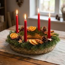 gjenstander Kransbunn av strå, 35 cm, sett med 2, dørkrans, adventskrans