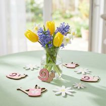 gjenstander Spreddekor treblomster snegler vannkanne rosa 4cm 36 stk