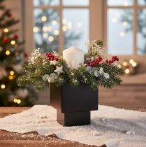 gjenstander Svart kubeformet blomsterpotte med base, moderne, 22 cm