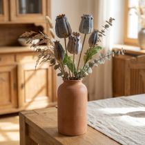 gjenstander Kunstige valmuefrøbelger gule, brune H70cm