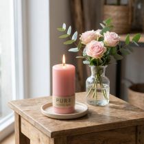 gjenstander PURE søylelys 130/60 dekorativt lys rosa naturlig voks