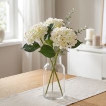 gjenstander Hortensia, silkeblomst, kunstig blomst til borddekorasjoner hvit, grønn L44cm