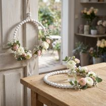 gjenstander Dekorativ trering Shabby Chic hvit Ø19cm, bryllup, vår, dørdekorasjon, sett med 4