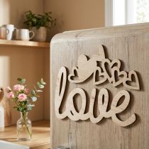 gjenstander Hjerter "Love" tredekor naturlig med magnet dekorasjonsskilt 20,5/25cm 6 stk.