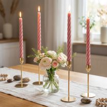 gjenstander Rustikke lys pinnelys farget rosa 350/28mm 4 stk