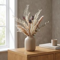 gjenstander Valmuefrøkapsler, dekorative tørkede blomster, kunstig bregne, kremfarget, 63 cm – Elegant dekorasjon til hjem og bryllup