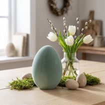 gjenstander Påskeegg dekorativ egg grågrønn plast flokket 20cm