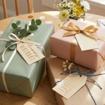 gjenstander Gavelapper trykt papir Happy Birthday 4×7cm 24 stk