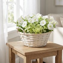 gjenstander Kurv med håndtak, sponkurv, plantekurv, hvit, vintage, dekorativ, Ø35 cm