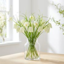 gjenstander Sjakkbrettblomster Fritillaria kunstig hvit, grønn 40cm 12 stk