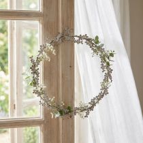 gjenstander Vindusdekorasjon, dørkrans, shabby chic blomsterkrans, metall, hvit, Ø16,5 cm