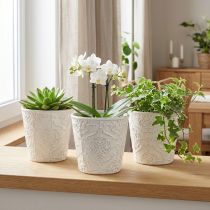 gjenstander Plantekar Keramisk Plantekrukke Hvit Ø11cm H11cm 3stk