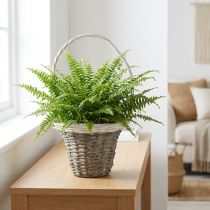gjenstander Kurv med håndtak, grå og hvit, Ø25 cm, H45 cm, dekorativ plantekurv