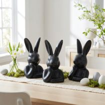 gjenstander Liten kaninbyste, kanin som tenker, svart, 6 × 4 × 10,5 cm, 3 stk.