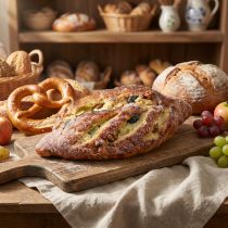 gjenstander Kunstig dekorativ rosinbrød - Utrolig realistisk matkopi for bakerier og butikkvinduer, 22 cm