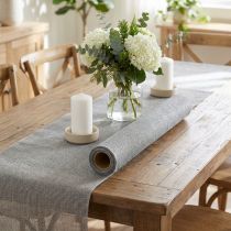 gjenstander Bordløper grå med jute, dekorativt stoff 29×450cm - Elegant bordløper for din festlige borddekorasjon