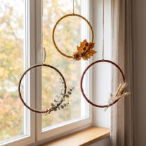 gjenstander Dekorativ farget ring, juteløkke, gul, oker, brun, Ø20 cm, 9 stk.
