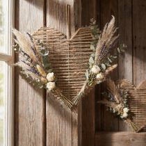 gjenstander Hjerte Jute Naturell For Tørkede Blomster 35cm 4stk