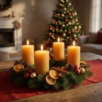 gjenstander Ensfargede kuppellys, honningfarge, Ø60×80 mm, sett med 4 - Adventskransdekorasjon, voks