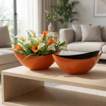 gjenstander Moderne båtskål i oransje – 39 cm – allsidig til dekorasjon og beplantning – 2 stk