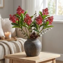 gjenstander Kunstige blomster Rød Skimmia japonica Skimmie 45cm 2stk