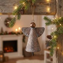gjenstander Dekorativ skytsengel metallklokke bronse hvit vintage shabby chic 21x13,5x24cm