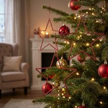 gjenstander Dekorative julestjerner, glitterrøde, 18 cm, 8 deler - Juletrepynt og vindusdekorasjoner