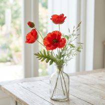 gjenstander Valmue dekorativ hageblomst med 3 blomster rød L70cm