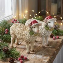 gjenstander Julefigurer sau med lue og skjerf L16cm 2 stk