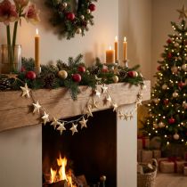 gjenstander Stjernekrans til jul metall gull L180cm